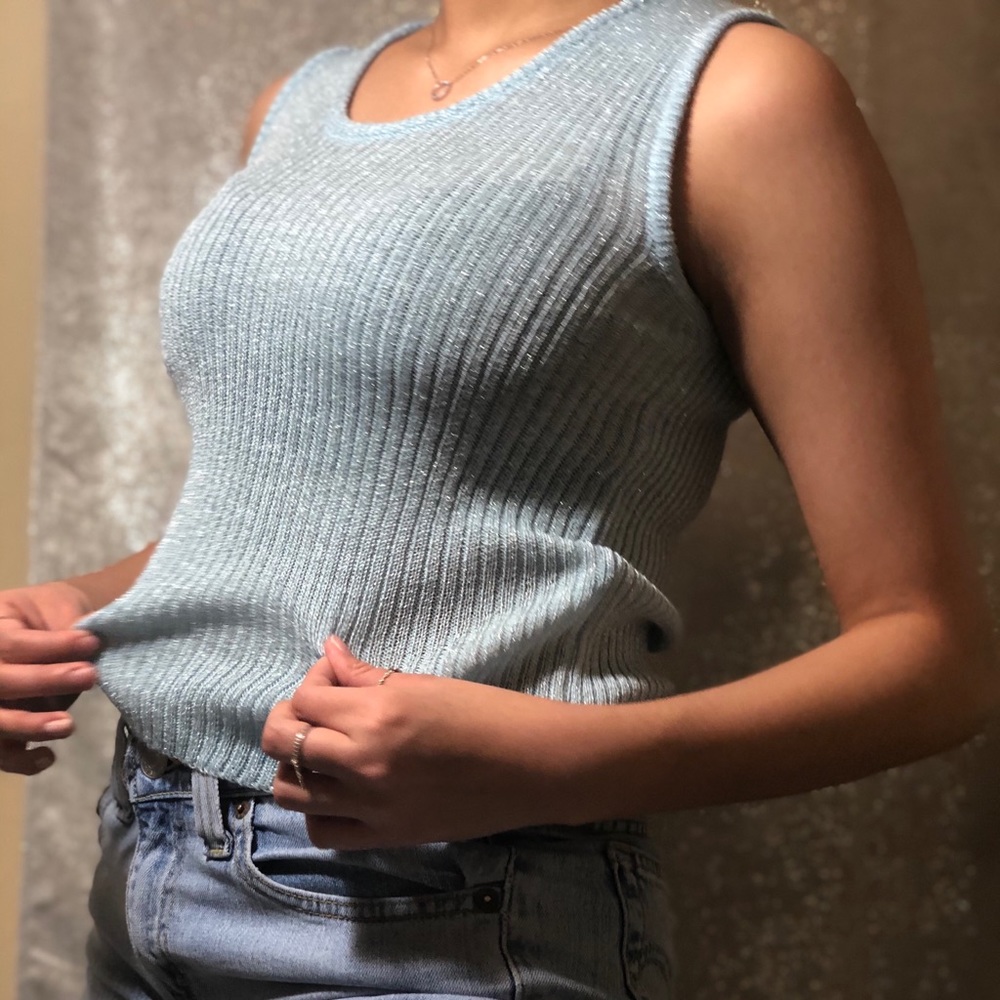 Sparkly Blue Retro Tank Top💙🦋🤍